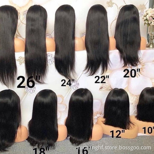 HF China Natural Color Long Swiss Lace Straight Hair Wig For Black Women Full Lace Front Wigs Raw Indian Wig